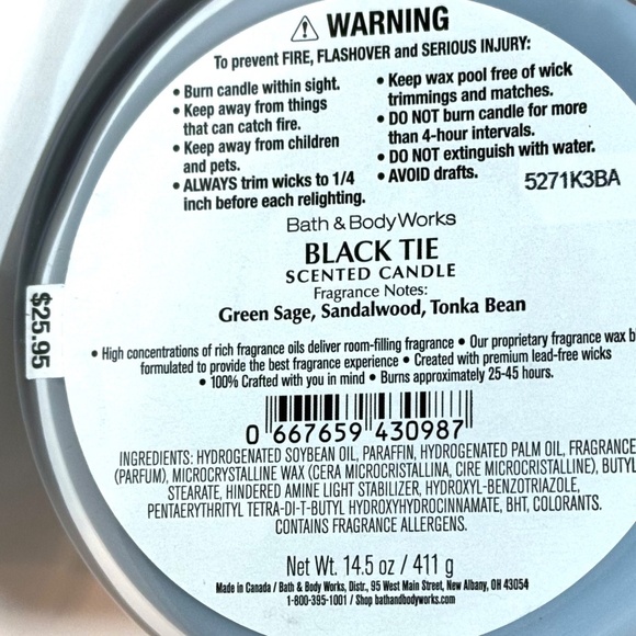 BLACK TIE 3 Wick Candle - Picture 3 of 3